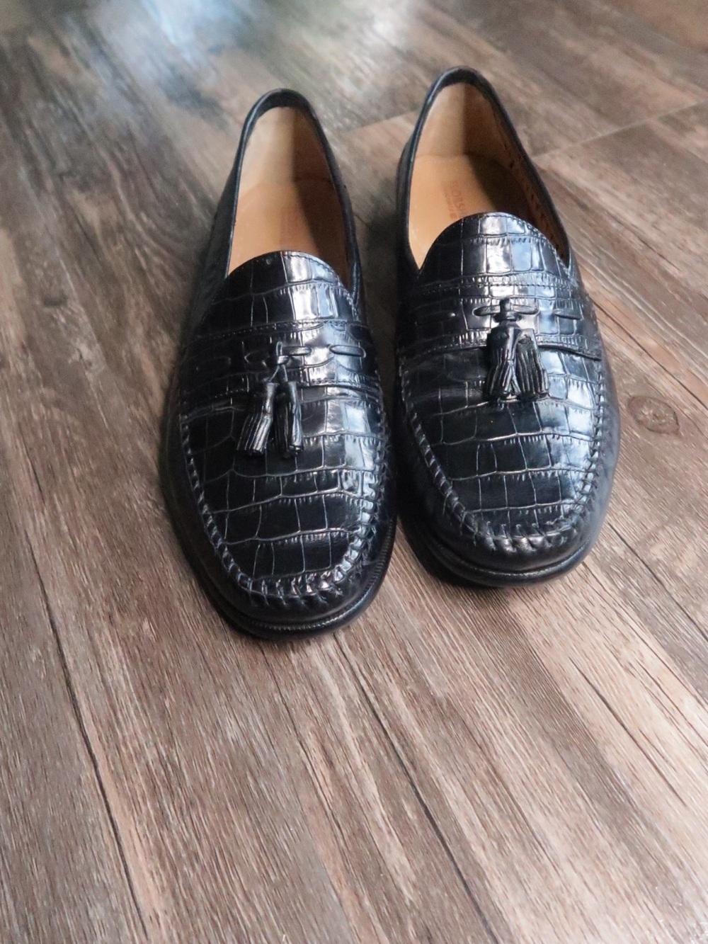 Florsheim Black Croc-Embossed Tassel Slip-Ons
